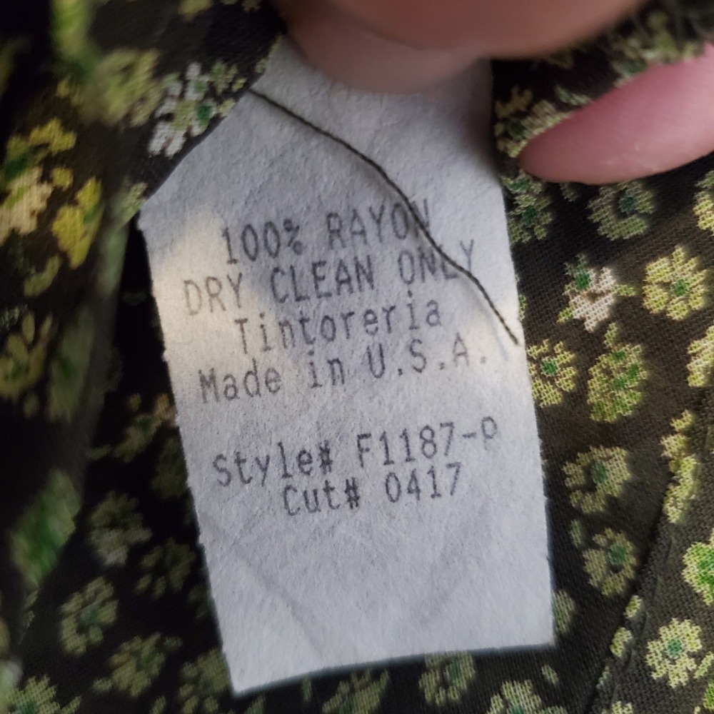 Forever 21 Sheer Floral V-Neck Blouse Green Ruffle Sleeve Side Tie Top F1187-P - Picture 12 of 12